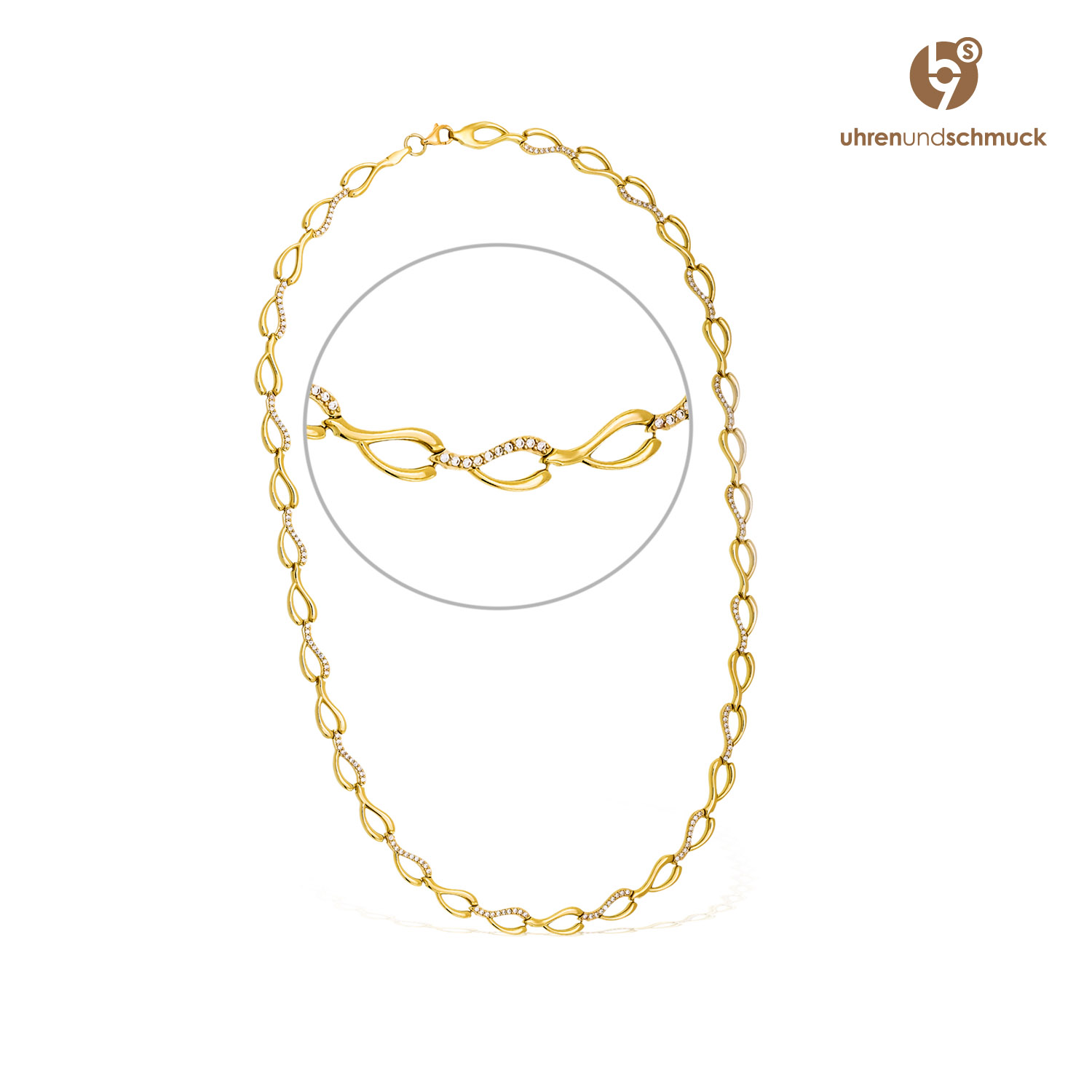 Damen Halskette Collier Gold in 9 Karat mit Steinen 74 212404 451