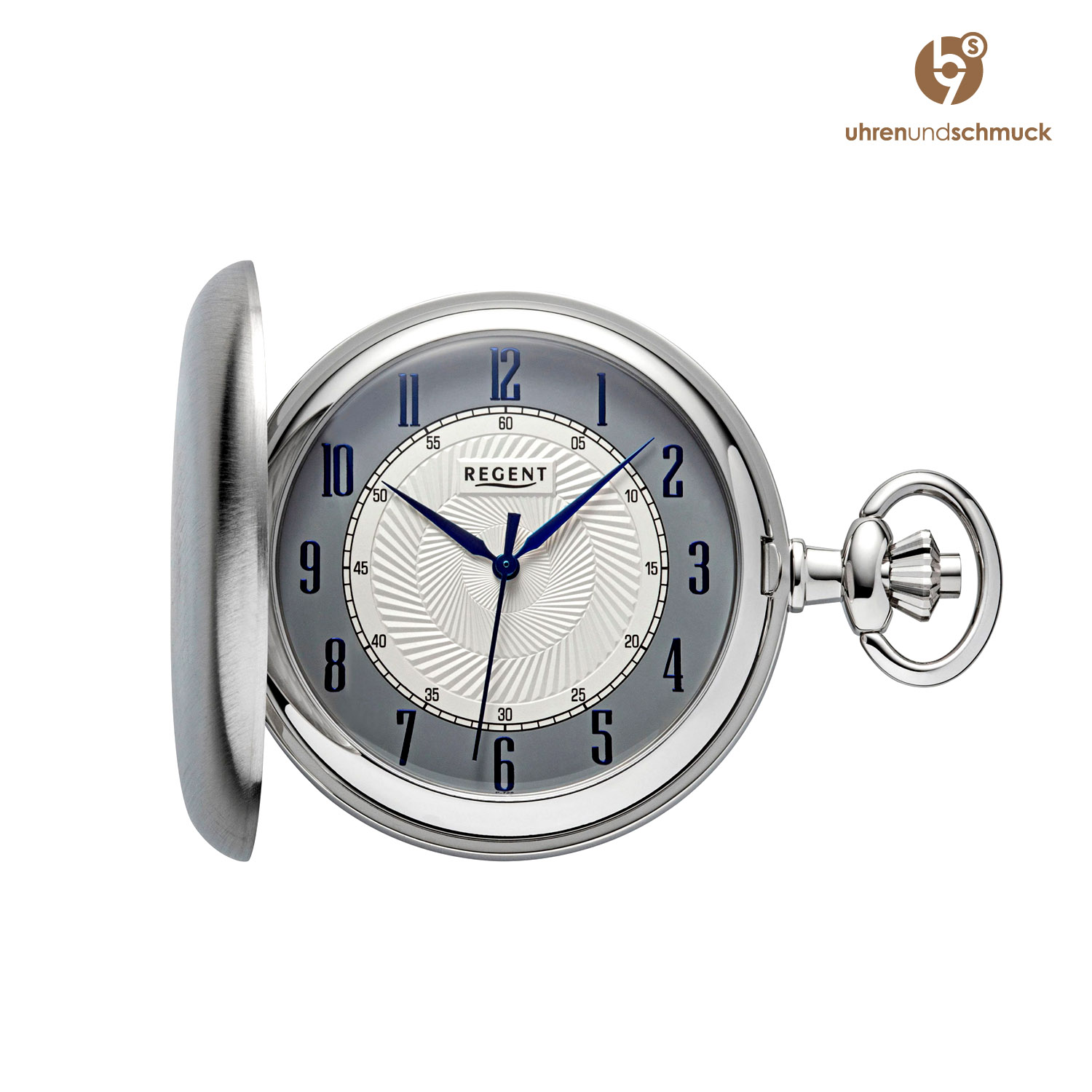 Moderne Taschenuhr Herren mit Atlantic blauen Akzenten P726