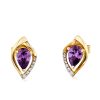 Damen Amethyst Ohrringe aus Gold mit Zirkoniasteinen 14 779203