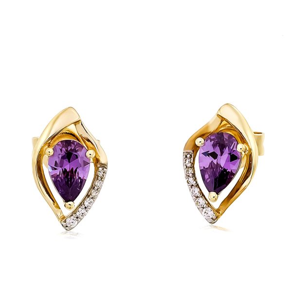 Damen Amethyst Ohrringe aus Gold mit Zirkoniasteinen 14 779203