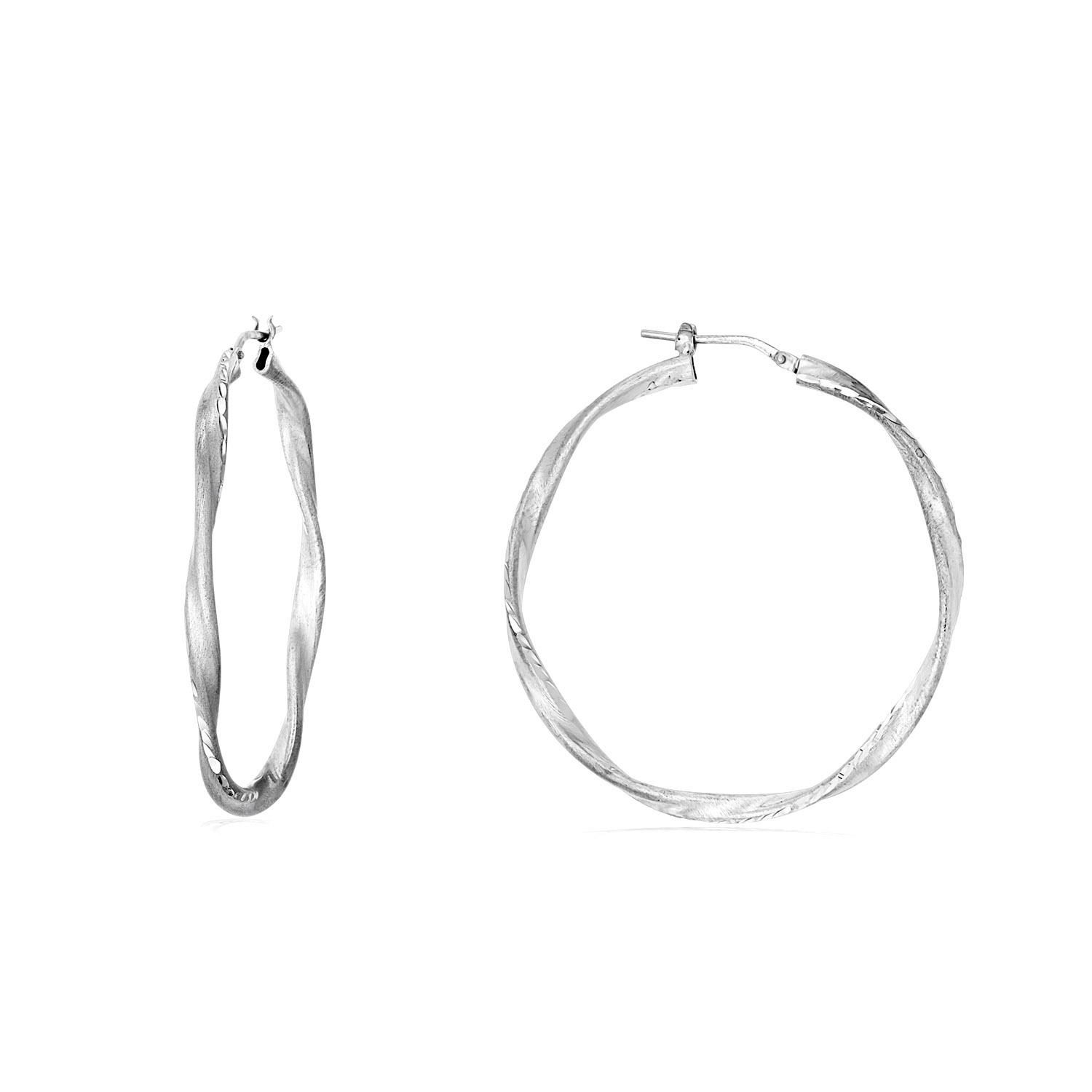 Verdrehte Silber Ohrringe in Matt mit Schliff O 46MM 39 293210 461 1
