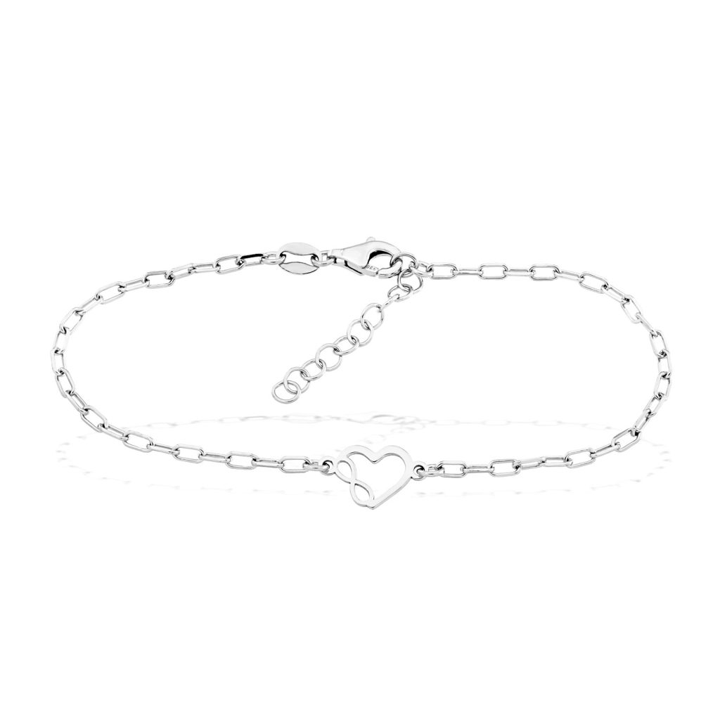Zartes Herz Infinity Armband In 925/- Sterling Silber