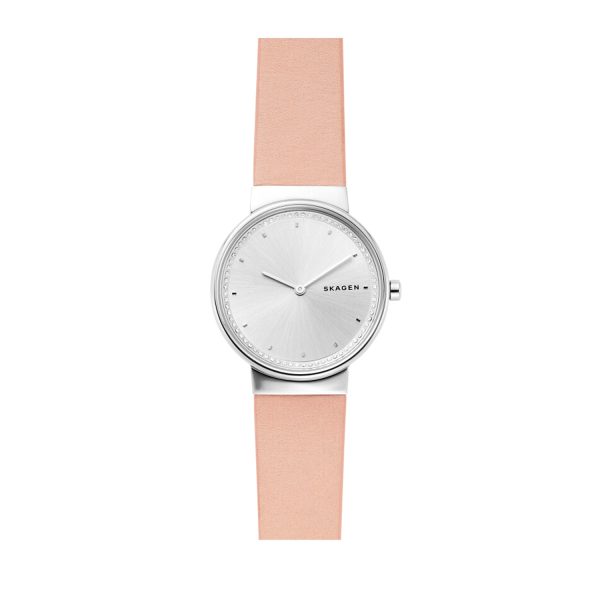 Annelie Rosegold Damenur von Skagen mit Lederband SKW2753