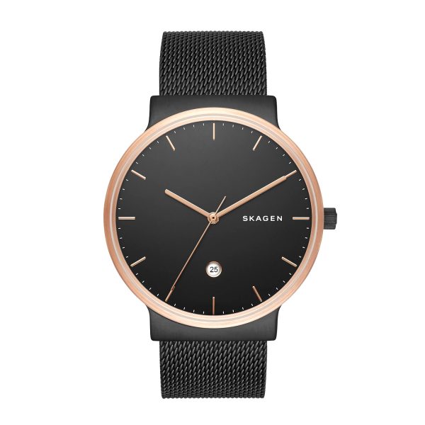 Damenuhr Skagen Ancher Milanaise Edelstahl Nachtschwarz SKW6296