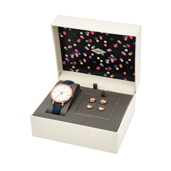 Fossil Jacqueline Uhr Box Set mit 2 Paar Ohrsteckern ES4140SETd