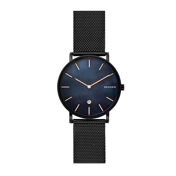 Hagen Skagen Uhr schwarz sehr Flach mit Datum SKW6472