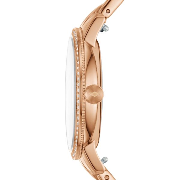 Neely Damenuhr Rosegold von Fossil mit Glassteinen ES4288a