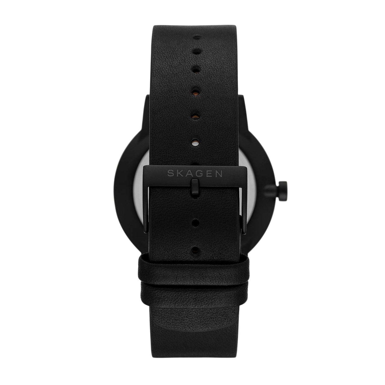 Skagen Herrenuhr schwarz mit Datum und Lederband SKW6740a