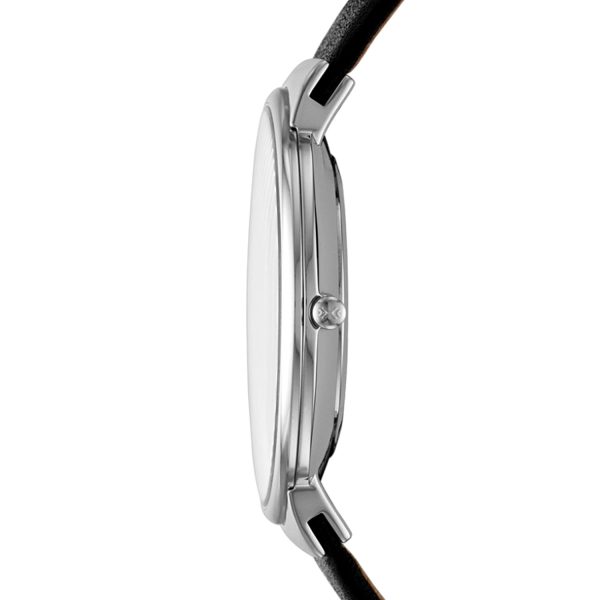 Stilvolle Skagen Herrenuhr mit Datum und Lederband SKW6104a