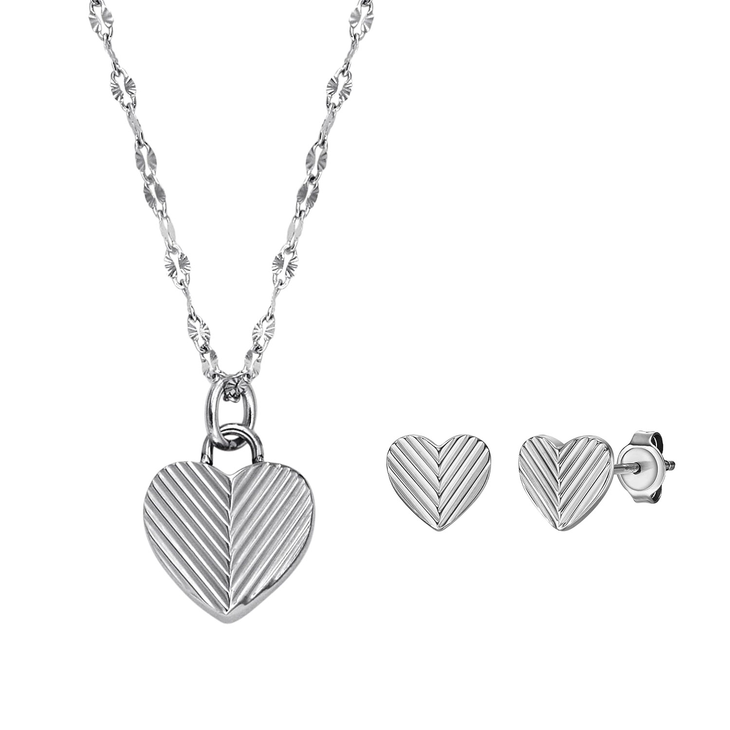 Herz Schmuckset Damen Fossil aus Edelstahl JF04669SET