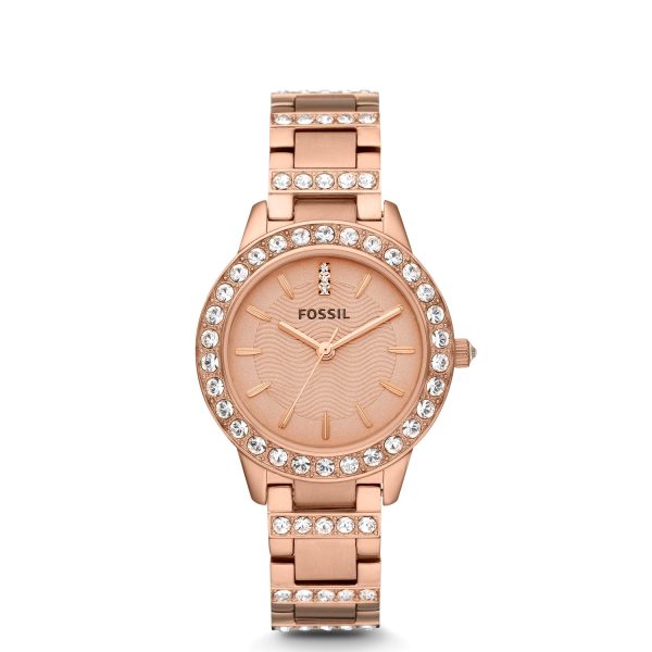 Robuste Fossil Jesse Damenuhr Silber Glassteine ES3020