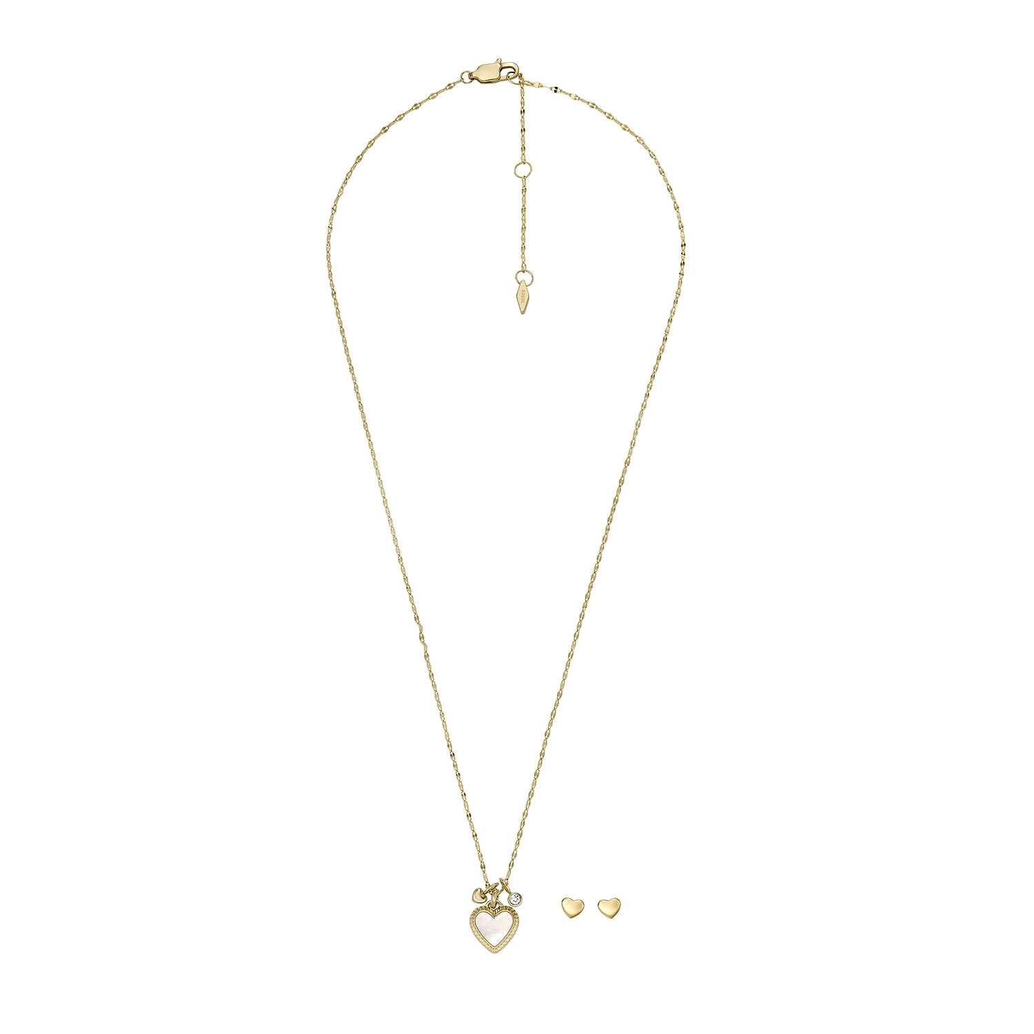 Vergoldetes Edelstahl Herz Fossil Schmuckset JF04246SET