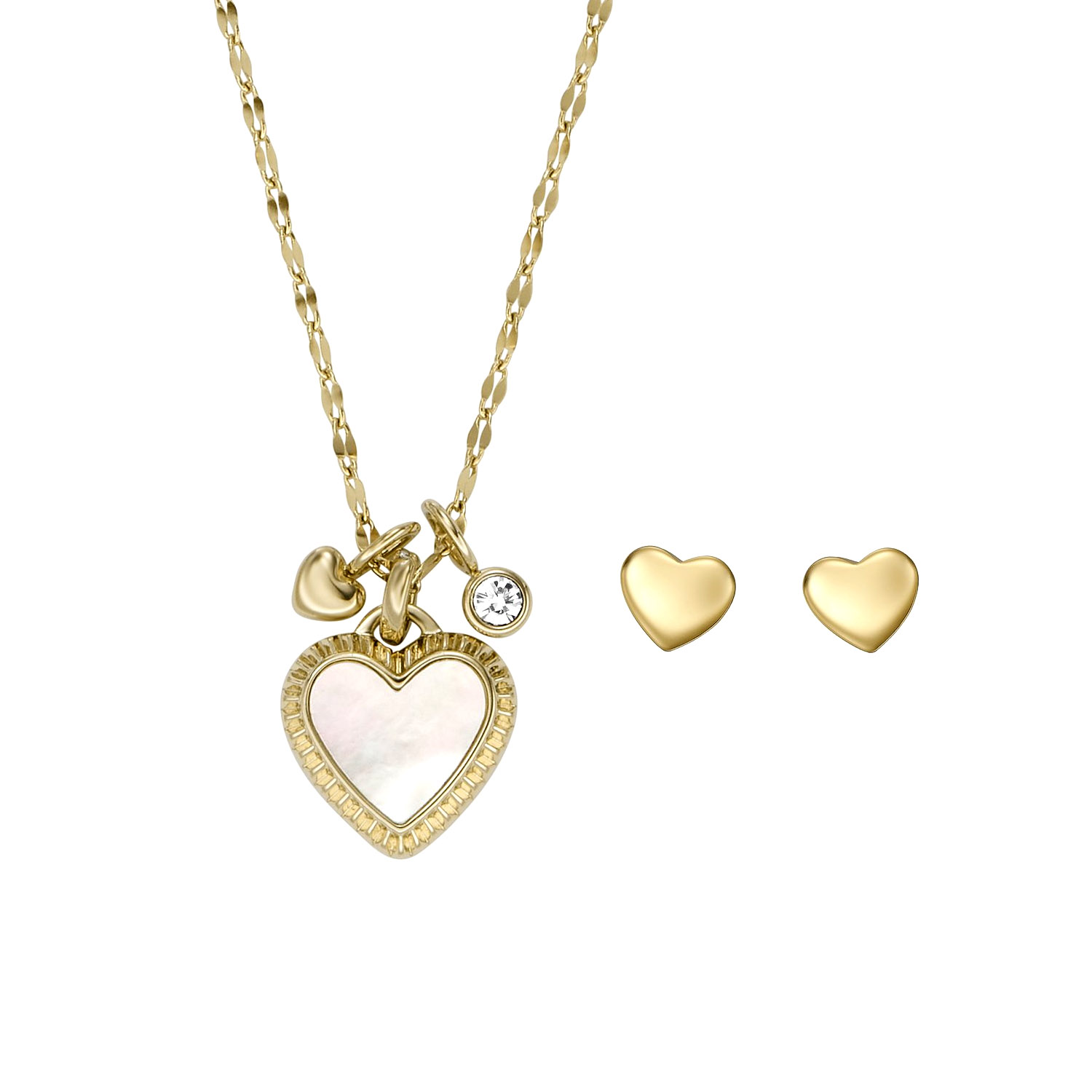 Vergoldetes Edelstahl Herz Fossil Schmuckset JF04246SETa