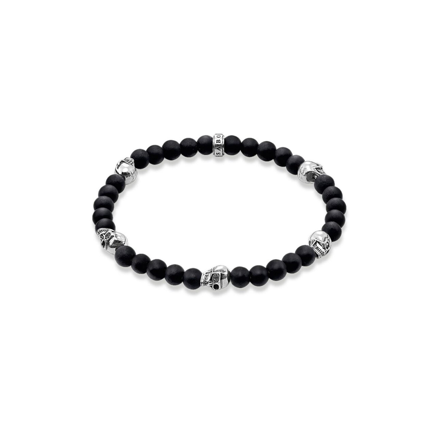 Thomas Sabo Totenkopf Armband Silber und Obsidian A1097 023 11 L