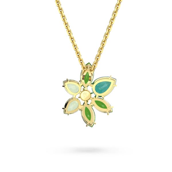 Vergoldete Swarovski Halskette Blume in Gruen5658399c