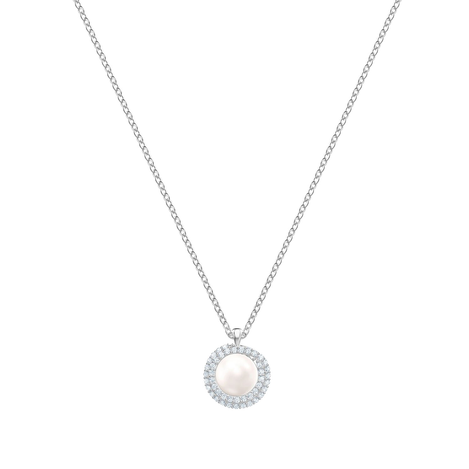 Funkelnde Swarovski Kette mit Perlenanhaenger 5461088