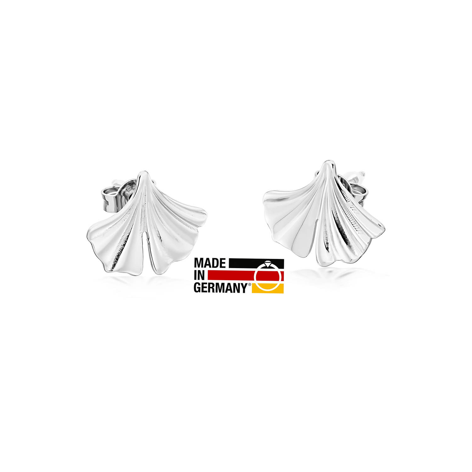 Polierte Silber Ohrstecker Ginkgoblatt von Optimus 19 103201 1