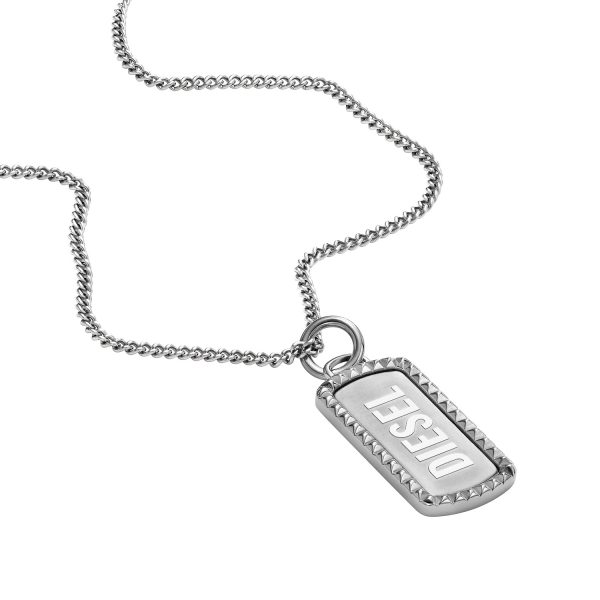 Stylische Diesel Dog Tag Kette mit MarkenschriftzugDX1455040