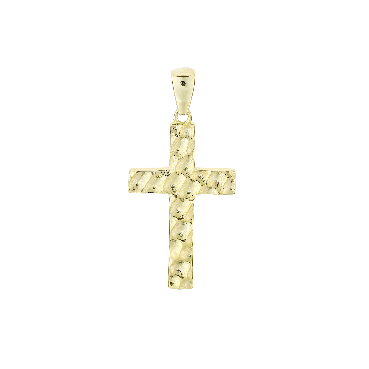 Design Kreuz Anhaenger Gold mit gehaemmerter Oberflaeche 54 282063