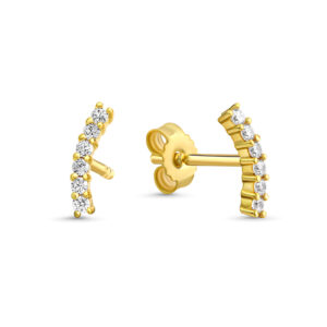 Halbbogen Ohrstecker Gold 12 Zirkoniasteine
