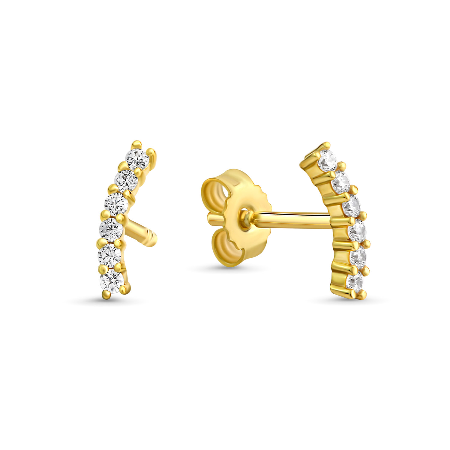 Halbbogen Ohrstecker Gold 12 Zirkoniasteine 13 53004