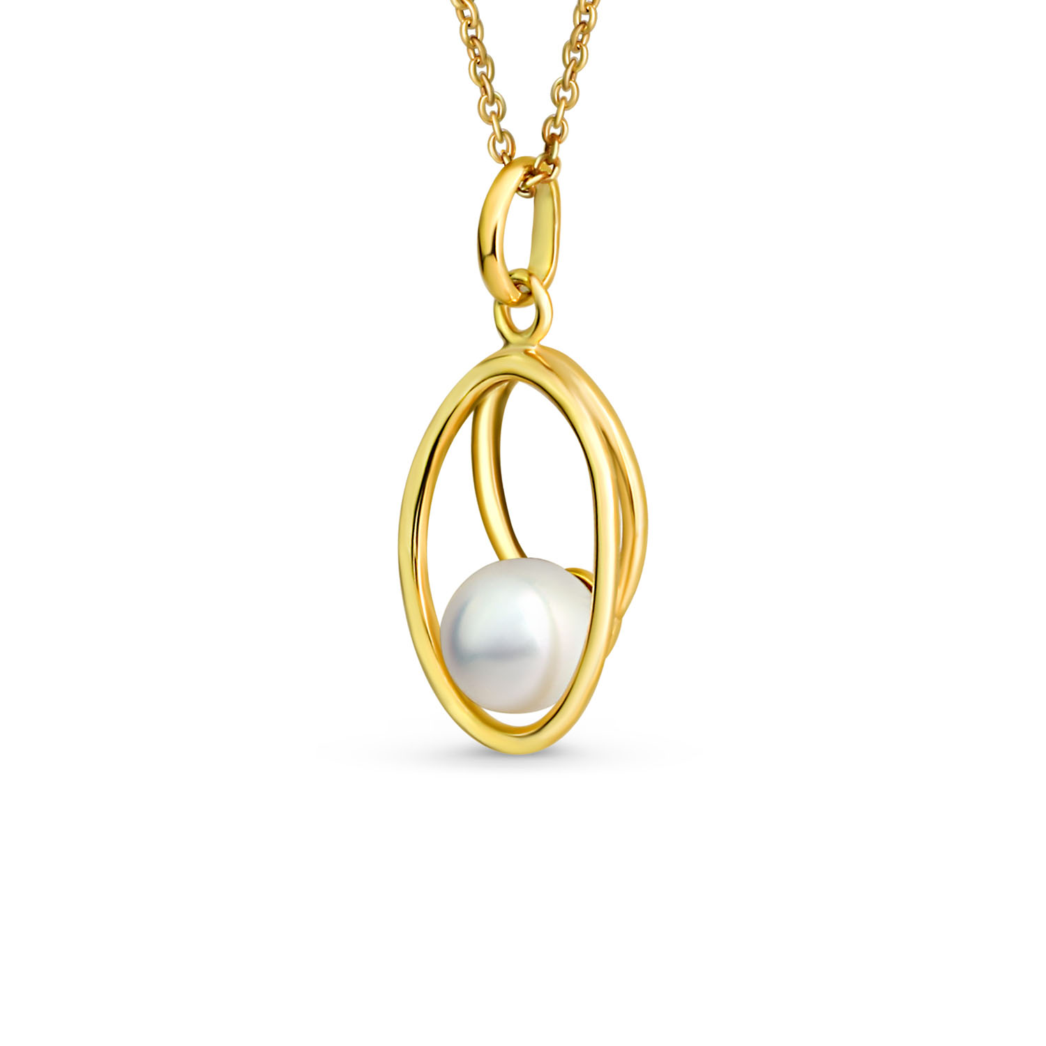 Goldener 333 Anhaenger Suesswasserperle Cremefarben 53 53068