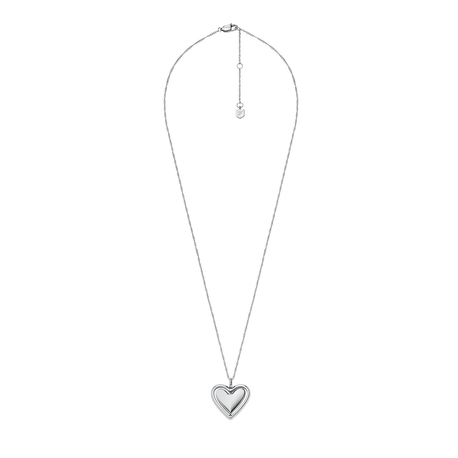 Edelstahl Fossil Kette Herz Anhaenger drehbar O 24MM JF04836040a