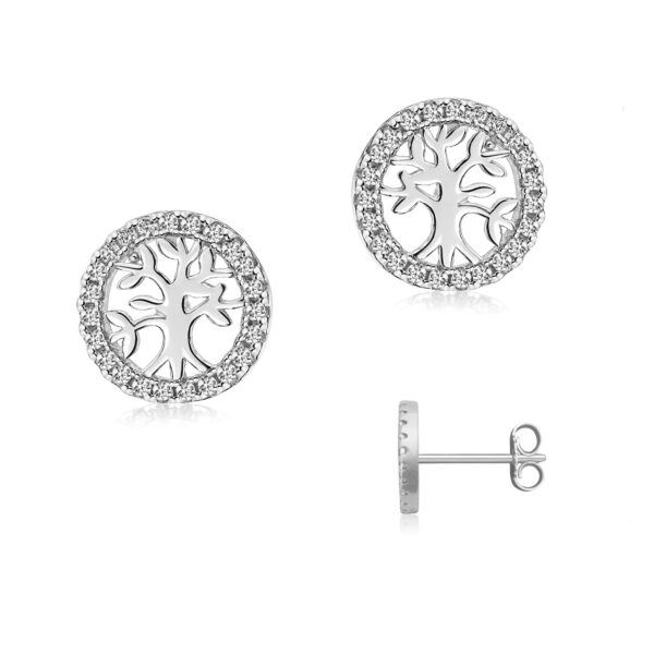 Ohrstecker Lebensbaum Silber mit Zirkonia 10MM 19 5811