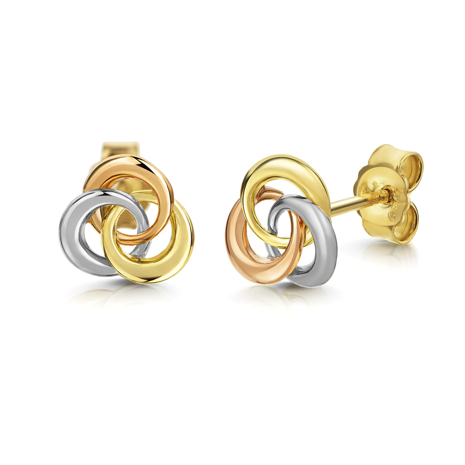 Tricolor Ohrstecker Knoten 333 Gold 7MM 13 6322M