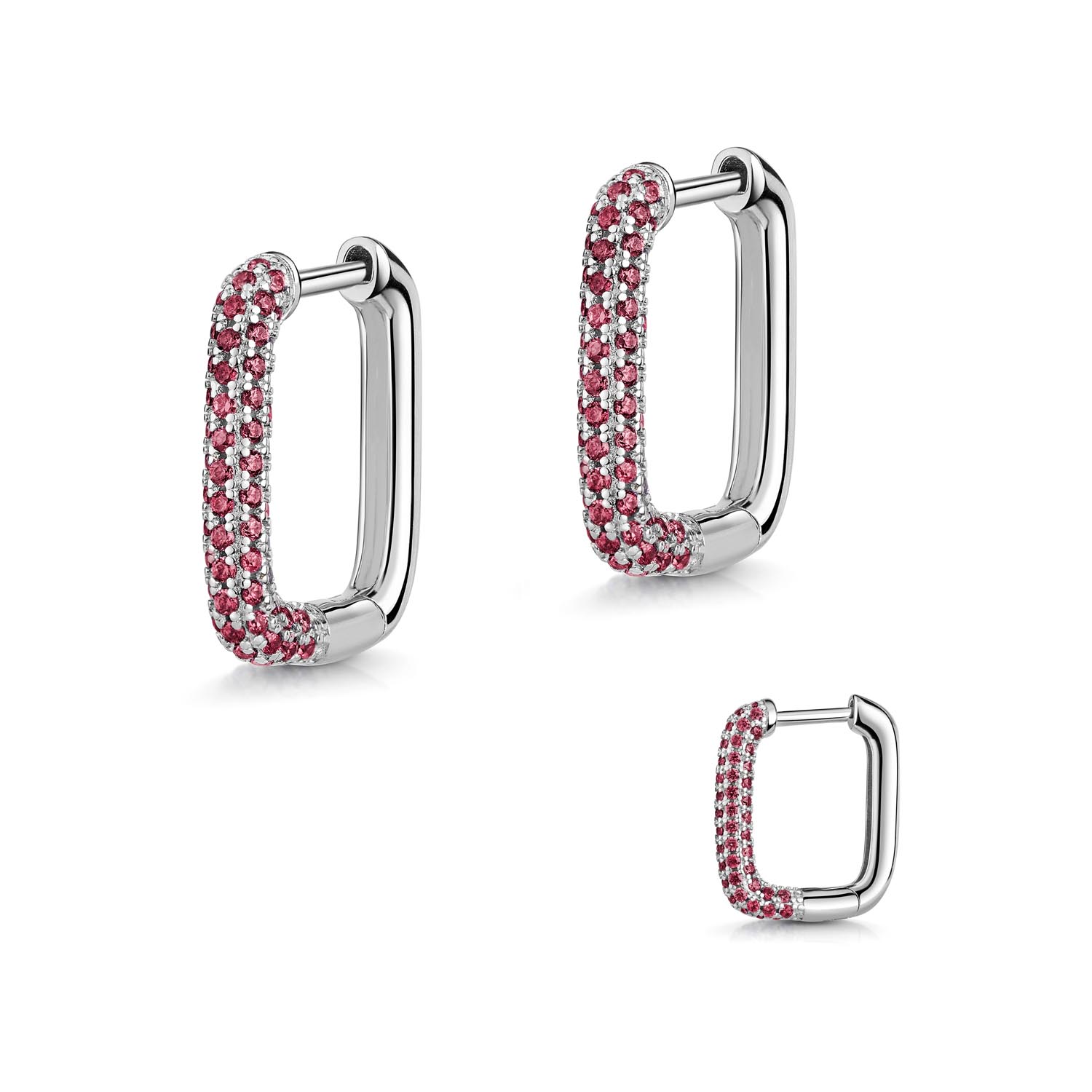 Creolen Eckig Silber mit Zirkonia Farbsteinen 49 3896RHGR