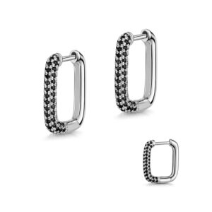 Creolen Eckig Silber mit Zirkonia Farbsteinen