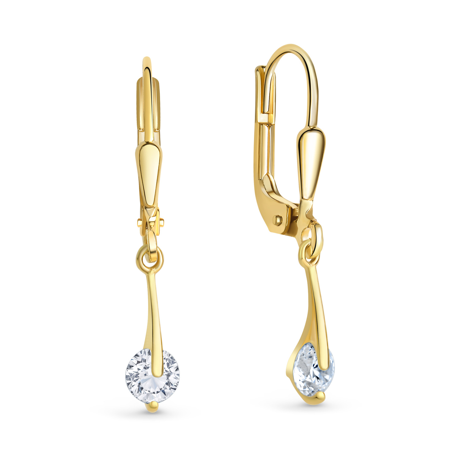 Damen Ohrhaenger Gold Schlicht mit Zirkonia 23 53029