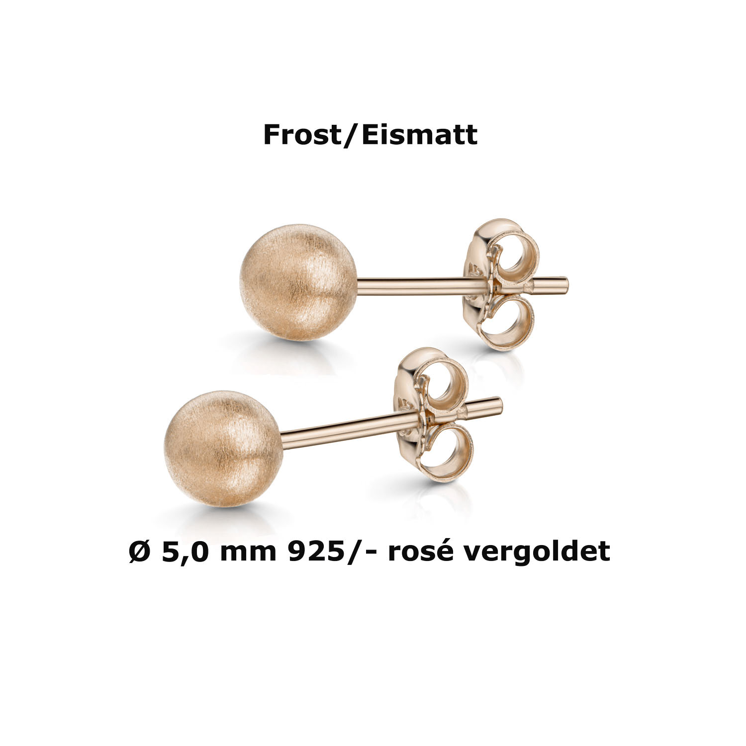 Farbige Ohrstecker Kugel Silber Eismatt 5MM – Bild 1