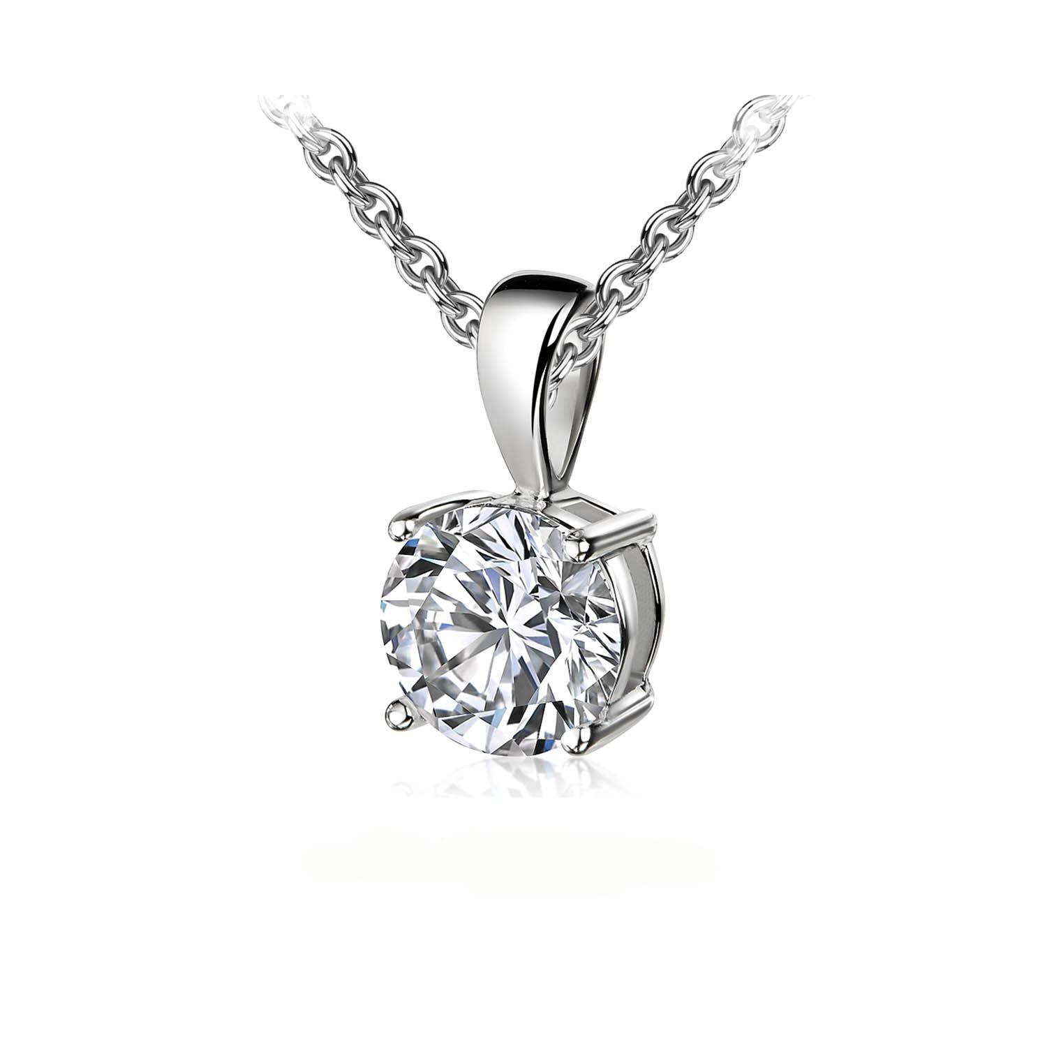 Klassischer Silber Anhaenger im Rundschliff mit Zirkonia weiss 59 3401