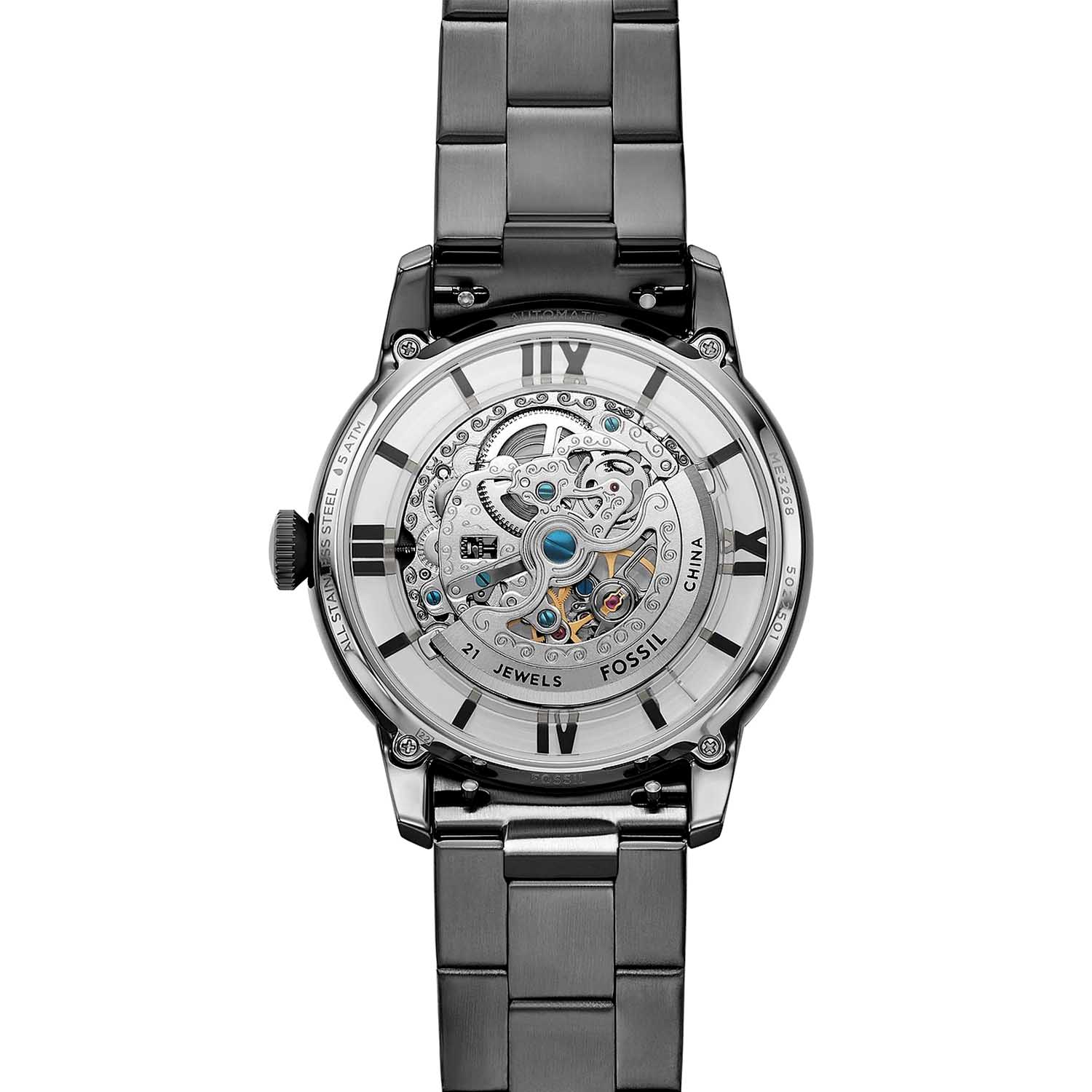 Rauchgraue Skelett Uhr von Fossil als Automatikuhr ME3268a