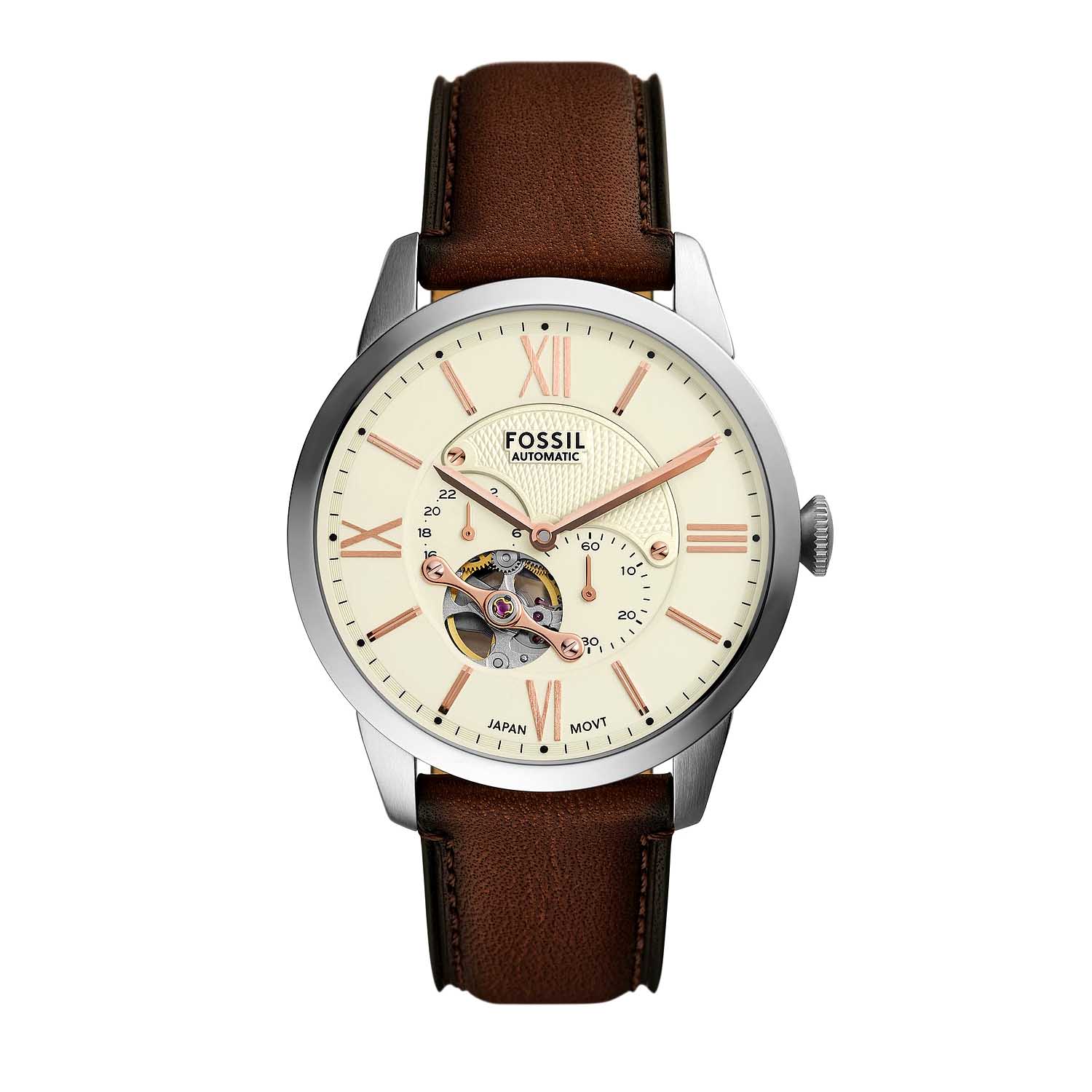 Stilvolle Retro Townsmann Automatikuhr Fossil ME3266