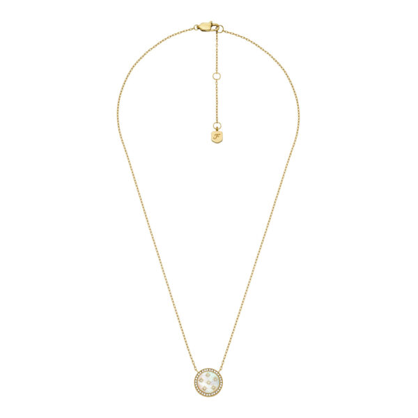 Vergoldete Edelstahl Fossil Kette Perlmutt und Sternen JF04865710b