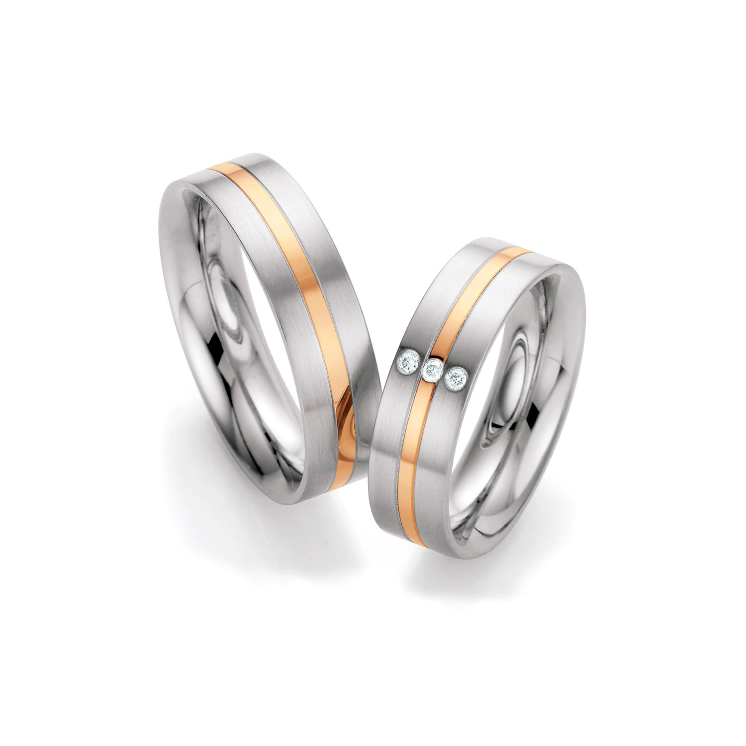 Partnerringe Edelstahl mit 585 Rotgold Einlage 8801380