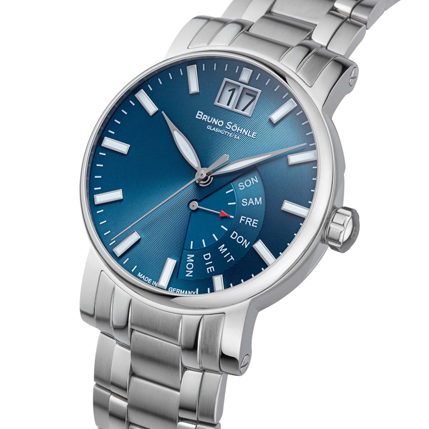 Retrograde Herrenuhr von Bruno Soehnle mit Grossdatum 17 13073 346a