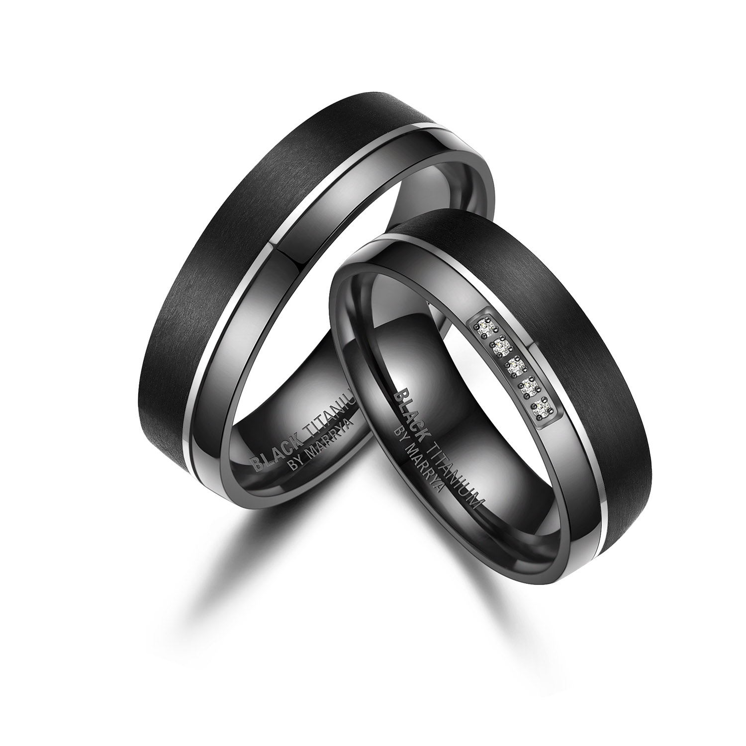 Schwarze Partnerringe aus Black Titanium 6MM Breit BT07