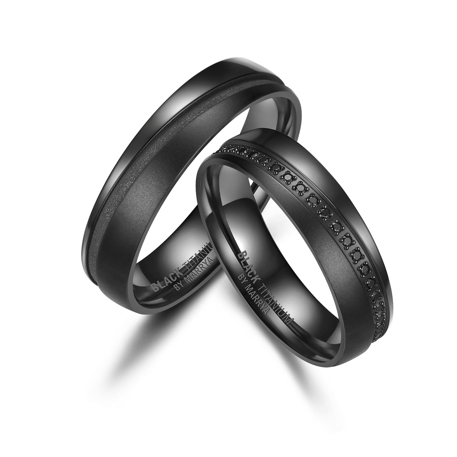 Schwarze Trauringe aus Black Titanium 5MM Breit BT08