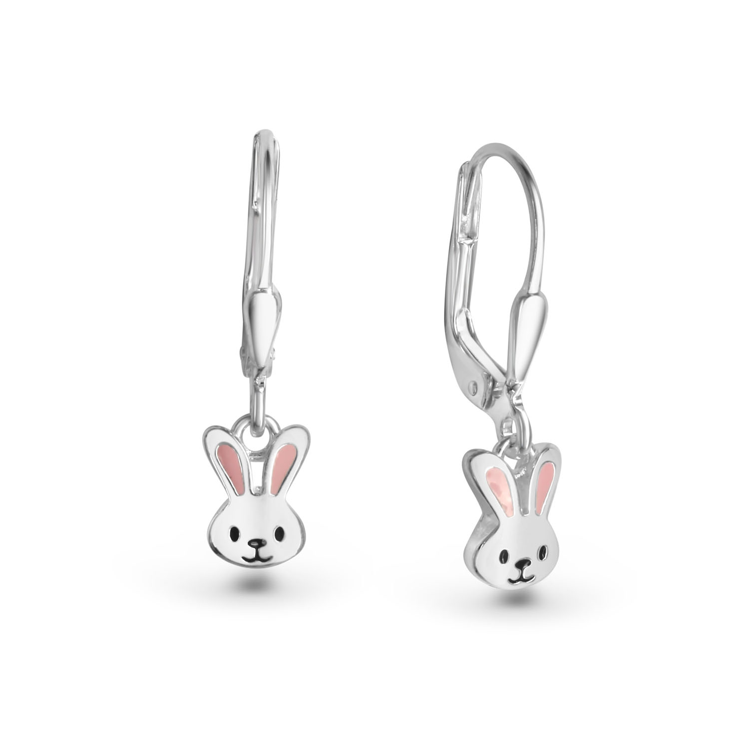 Silber Kinderohrringe Haengend als Hase bunt lackiert 29 54125