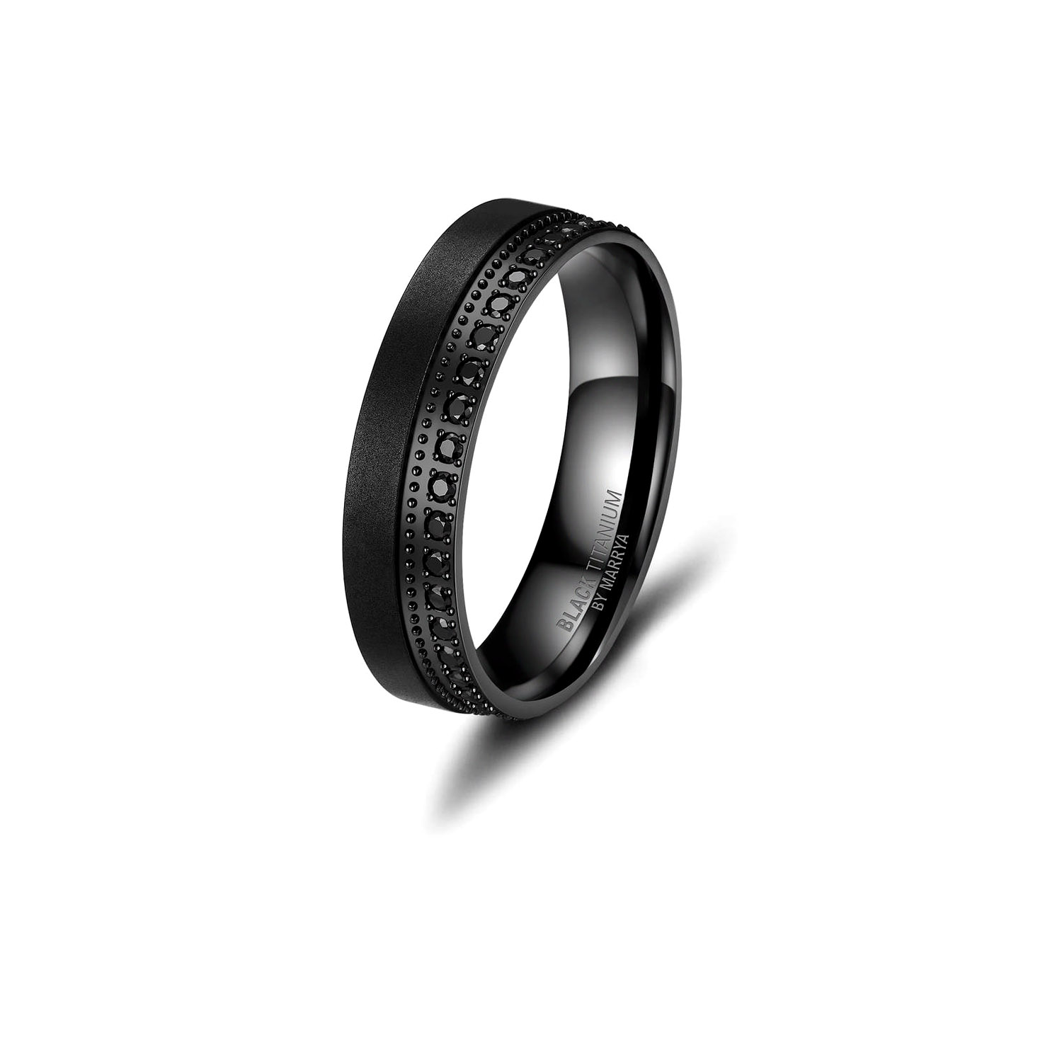 Tiefschwarze Design Eheringe aus Titan 5MM Breit BT10D