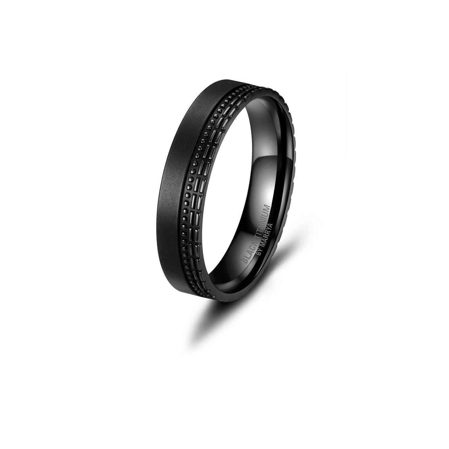 Tiefschwarze Design Eheringe aus Titan 5MM Breit BT10H