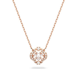 Swarovski Glücksklee Kette Roségold mit weißem Kristall