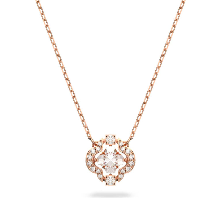 Swarovski Glücksklee Kette Roségold mit weißem Kristall