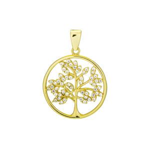 Anhänger Lebensbaum Gold mit Zirkoniasteinen