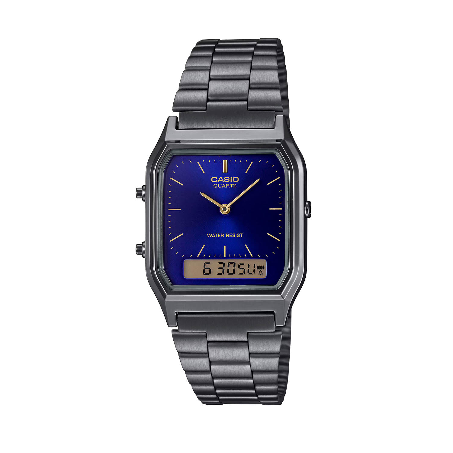 Eckige Edgy Vintage Casio Uhr mit extra Digital Anzeige AQ 230EGG 2AEF