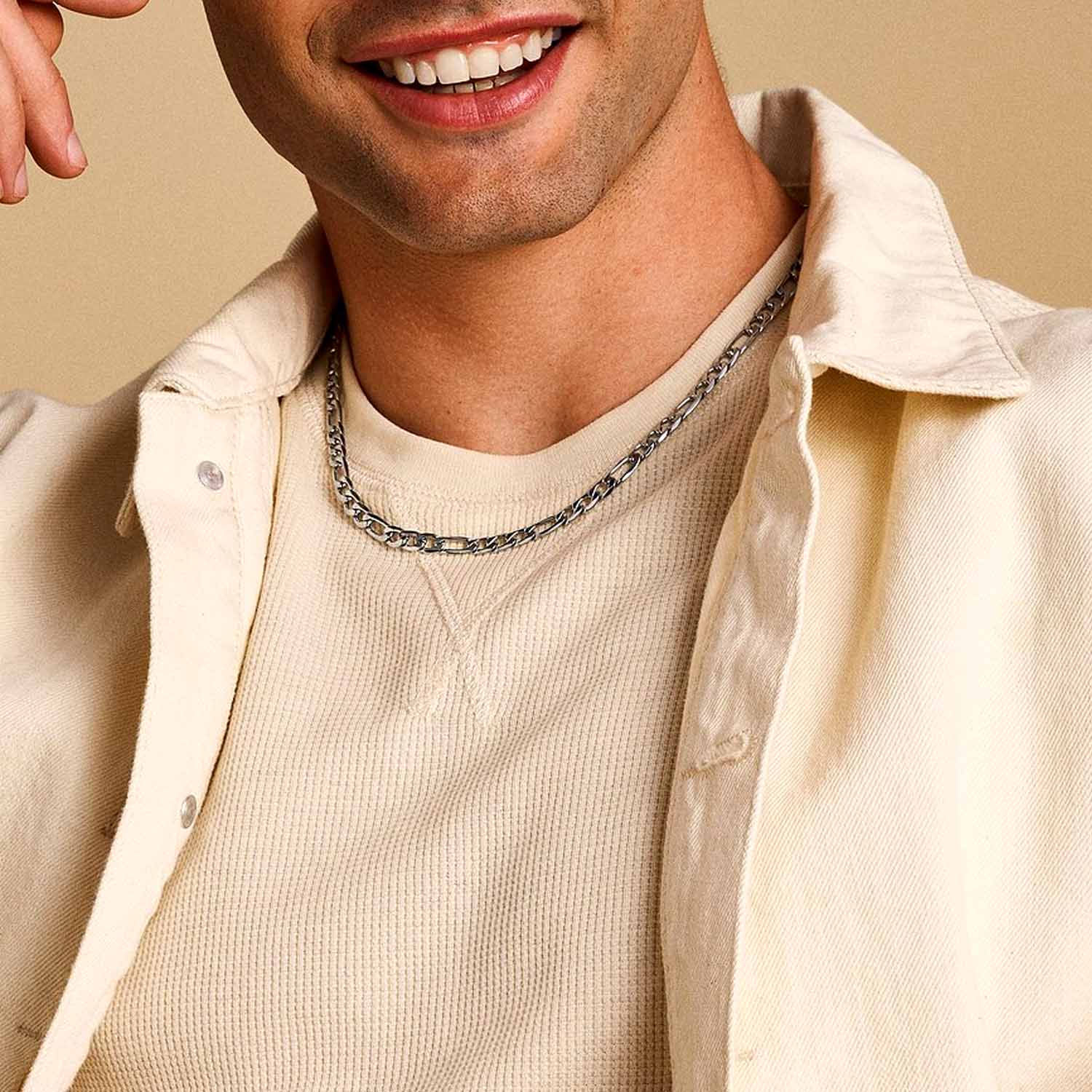 Ellis Core Fossil Halskette aus Edelstahl Figaro Muster JF04721040d