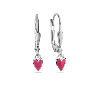 Kleine Kinder Ohrringe Herz Silber pink lackiert